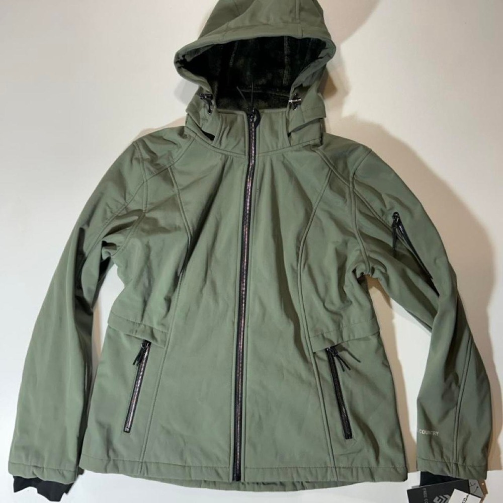 Free Country Softshell Hooded Jacket Womens Size L Olive Vine NWT